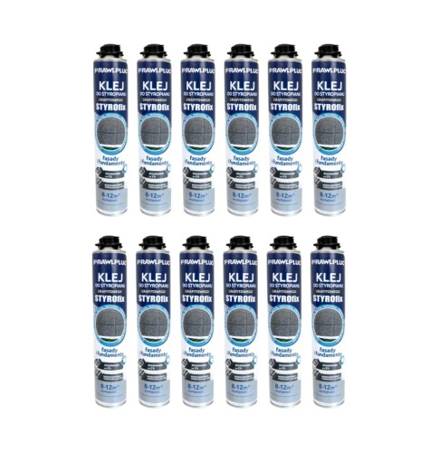 Przejdź do produktu 12 x Rawlplug Styrofix - piana klej do styropianu grafitowego fundamentów 750 ml