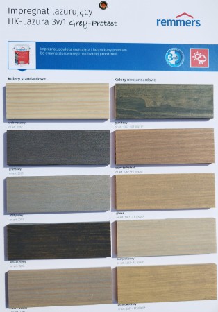 Remmers HK-Lazura Grey Protect - impregnat do drewna 3w1 SZARY WODNY  5L - kolory